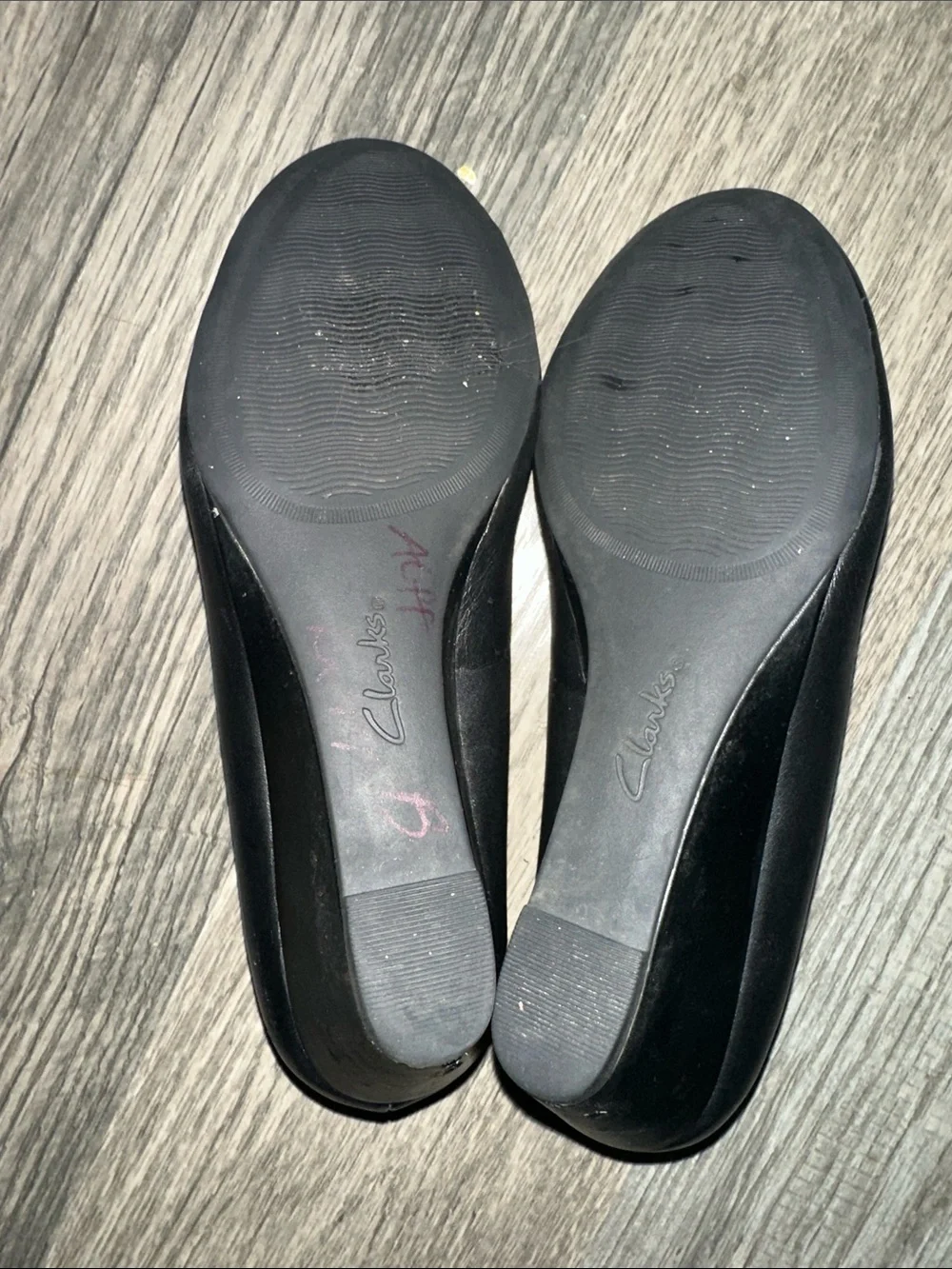 Clarks collection‎ Flores Tulip Wedge Pump Black Leather womens size 8
